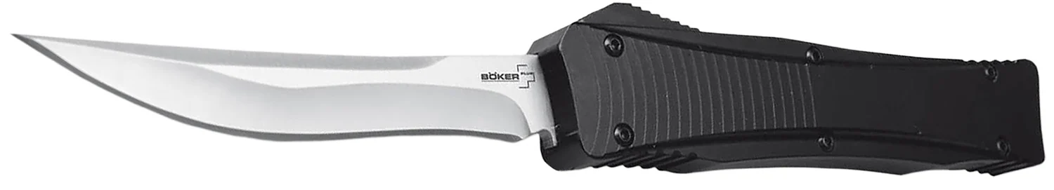 Boker 06EX243 3.35" Plain D2 Steel Blade Black Aluminum Handle