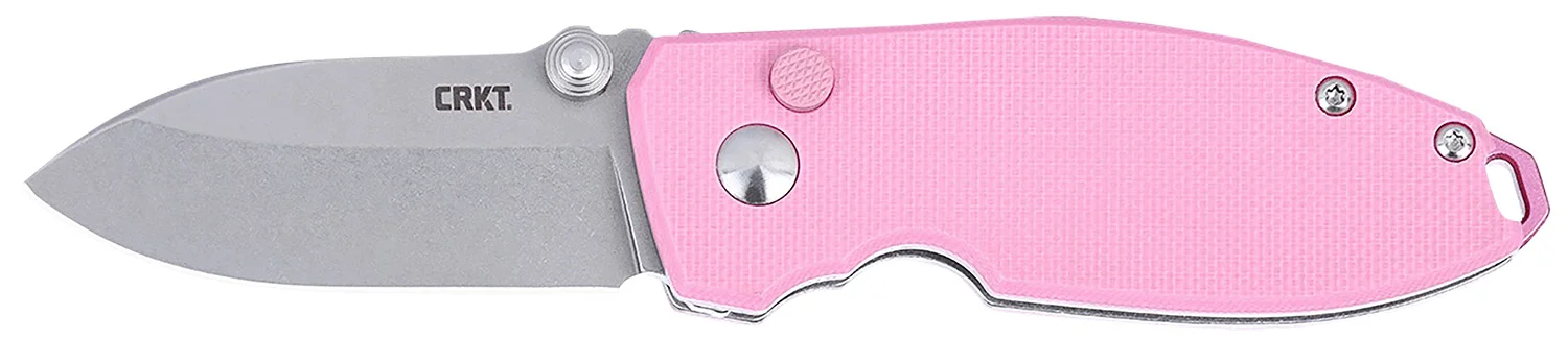 CRKT 2474P SQUID EDC 2.27" Folding Plain Stonewashed D2 Steel Blade, Pink G10 Handle