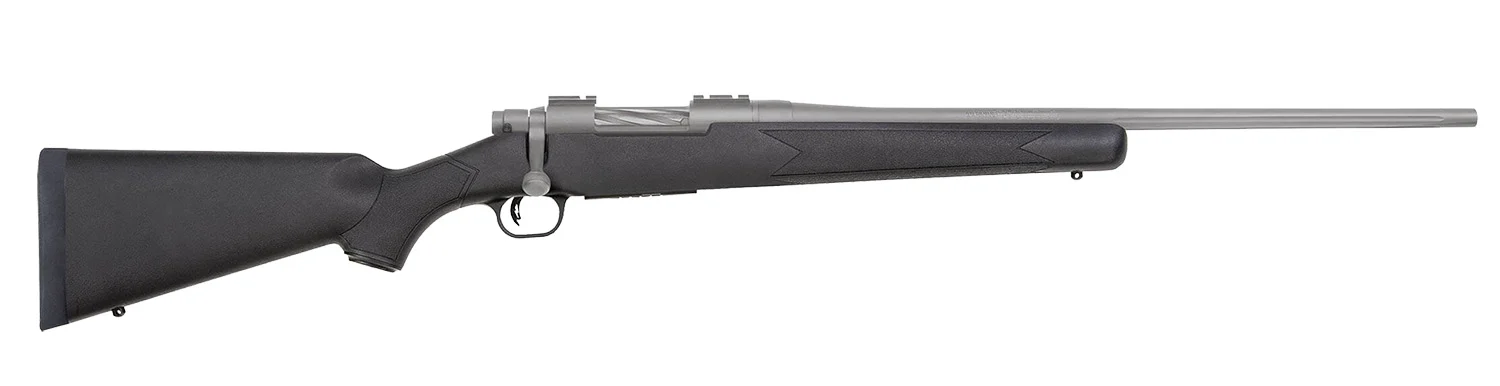 Mossberg 28260 Patriot Full Size 350 Legend 4+1 22" Stainless Cerakote Fluted Barrel, Drilled & Tapped Stainless Cerakote Stainless Steel Receiver, Black Fixed Synthetic Stock