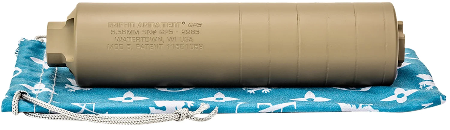 Griffin Armament GAGP5FDE-W GP5 Direct Thread Suppressor 5.56mm 1.50" FDE 17-4 PH Stainless Steel 1/2"x28