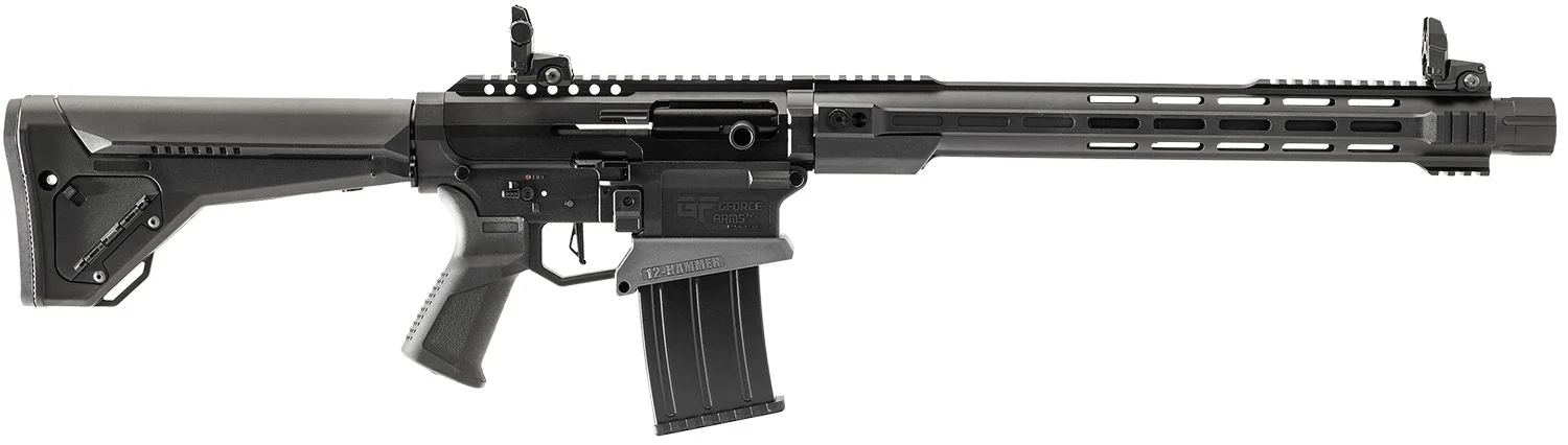 Gforce Arms GF12HMRB MKX3 12-Hammer 12 Gauge Semi-Auto 3" 5+1 18.50" Black Steel Barrel, Black Anodized Aluminum Receiver, Fixed Synthetic Stock