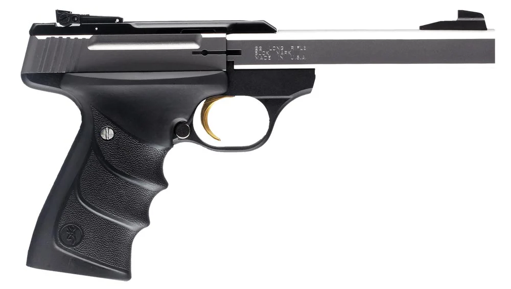 Browning 051409490 Buck Mark Standard *CA Compliant 22 LR 10+1 5.50" Slab Side Barrel, Stainless Serrated SS Slide, Matte Black Aluminum Frame, Finger Grooved Black Ultragrip RX Grip