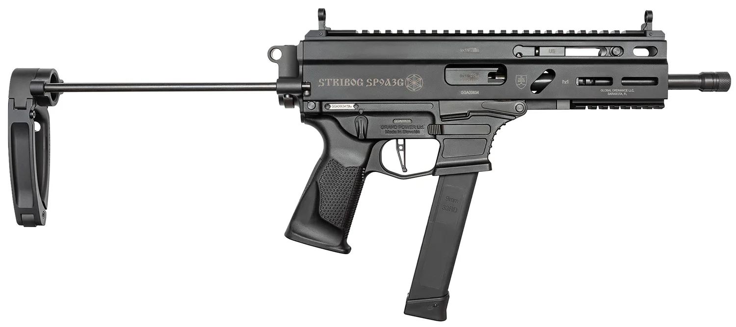 Grand Power 810091152867 Stribog SP9A3G 9mm Luger 8" Black PDW Tailhook Brace