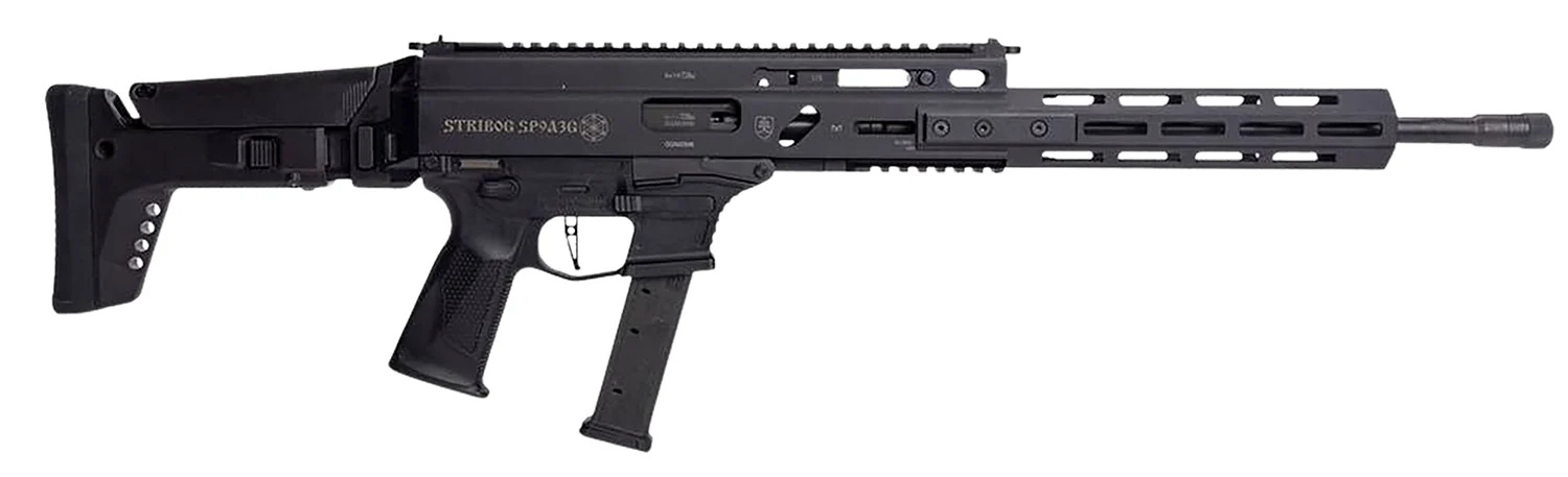Grand Power 810091156094 Stribog SP9A3G 9mm Luger 16" Black Barrel, Black Receiver, Polymer Stock & Grip