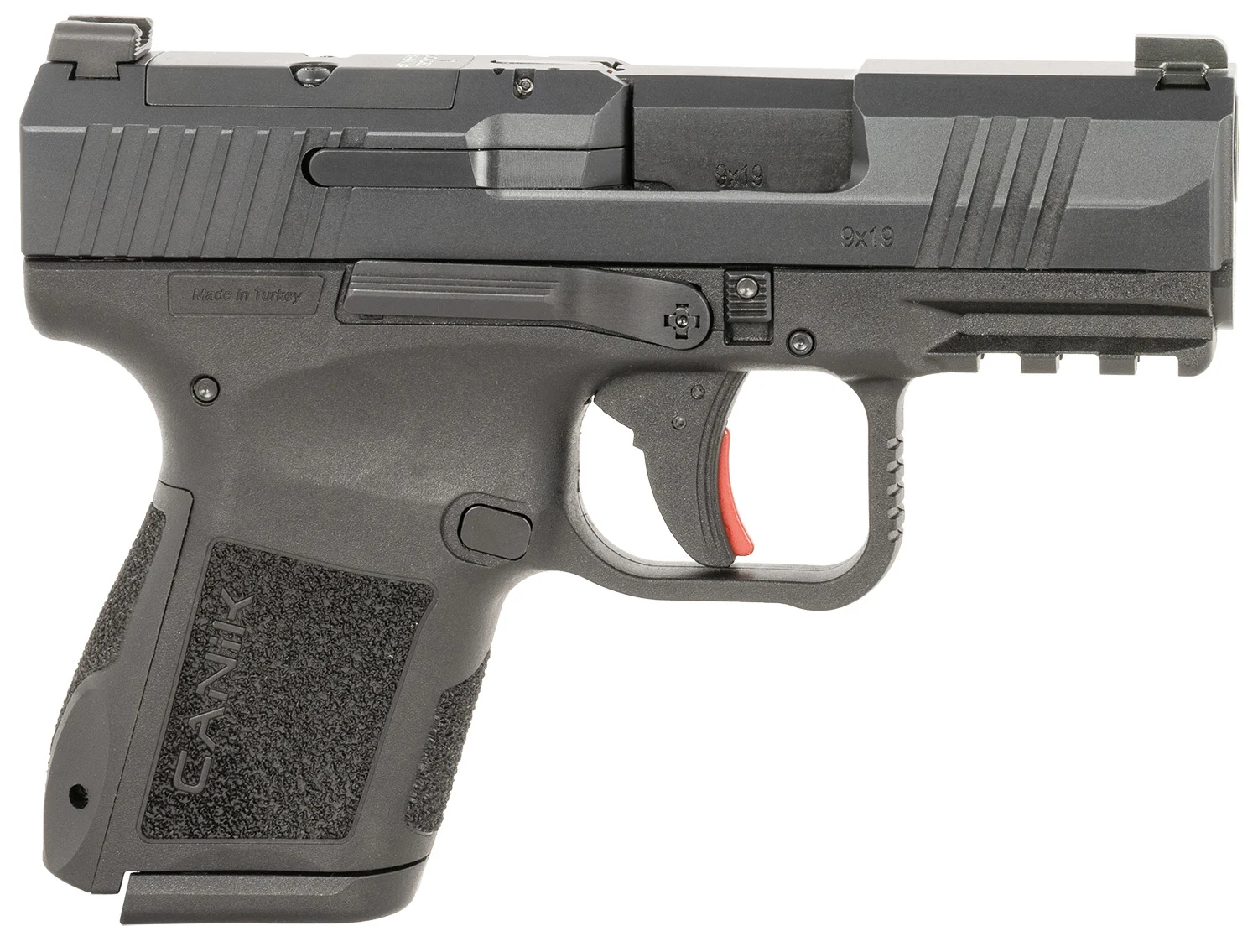 Canik HG7651CAN Mete MC9 *CA Compliant Micro-Compact Frame 9mm Luger 10+1 3.18" Steel Barrel, Black Cerakote Optic Ready/Serrated Steel Slide, Black Polymer Frame w/Picatinny Rail, Textured Grip