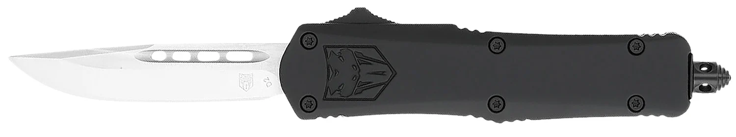 CobraTec Knives SBFS3DNS FS-3 Small 2.75" OTF Drop Point Plain D2 Steel Blade, 4.25" Black Aluminum Alloy Handle