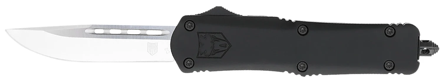 CobraTec Knives MBFS3DNS FS-3 Medium 3" OTF Drop Point Plain D2 Steel Blade, 4.50" Black Aluminum Alloy Handle