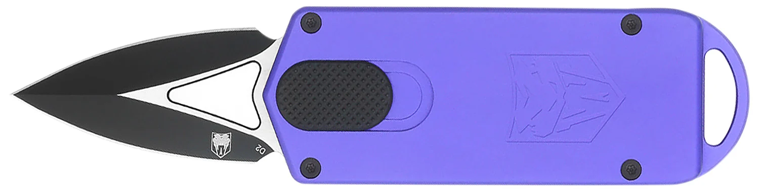 CobraTec Knives CTASPPUR ASP 1.94" OTF Dagger Plain D2 Steel Blade, 3.31" Purple Aluminum Handle