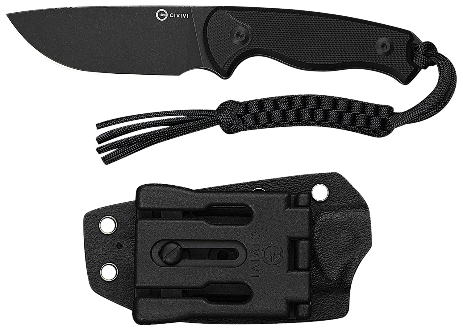 Civivi Knives C23094-1 Timberbark 3.20" Fixed Drop Point Plain Black Stonewashed 14C28N Steel Blade, 3.69" Black Textured G10 Handle
