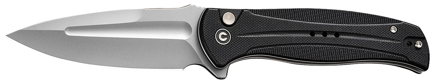 Civivi Knives C23053-3 Incindie 3.48" Folding Spear Point Plain Stonewashed 14C28N Steel Blade, Black Textured G10 Handle