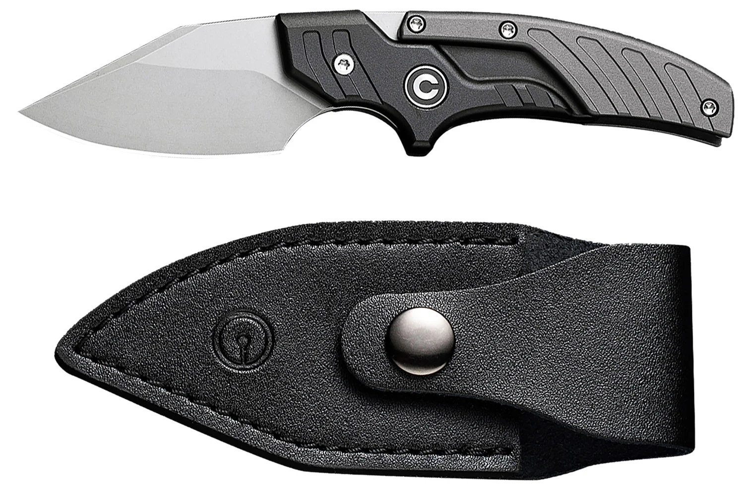 Civivi Knives C21036-3 Typhoeus 2.27" Adjustable Fixed Stonewashed Plain 14C28N Steel Blade, 3.98" Black/Gray Textured Aluminum Handle