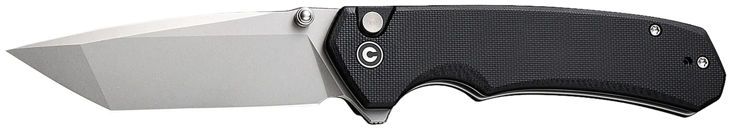 Civivi Knives C19059C-1 Brazen 3.46" Folding Tanto Plain Stonewashed D2 Steel Bladen Black Textured G10 Handle
