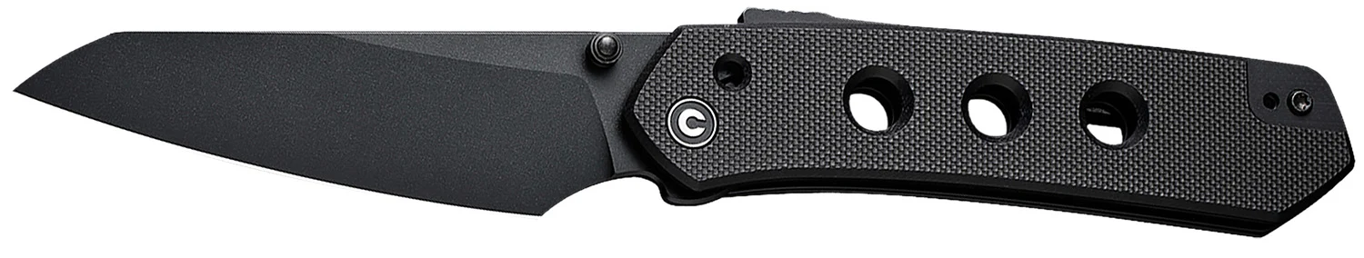 Civivi Knives C22036-1 Vision FG 3.54" Folding Tanto Plain Black Nitro-V Steel Blade, Black Textured G10 Handle