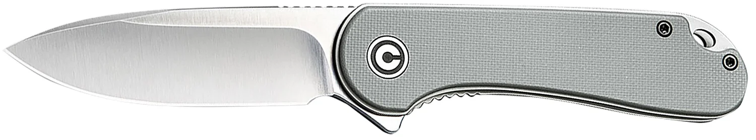 Civivi Knives C907B Elementum 2.96" Folding Tanto Plain Black Stonewashed D2 Steel Blade, 4.03" Gray Textured Micarta Handle