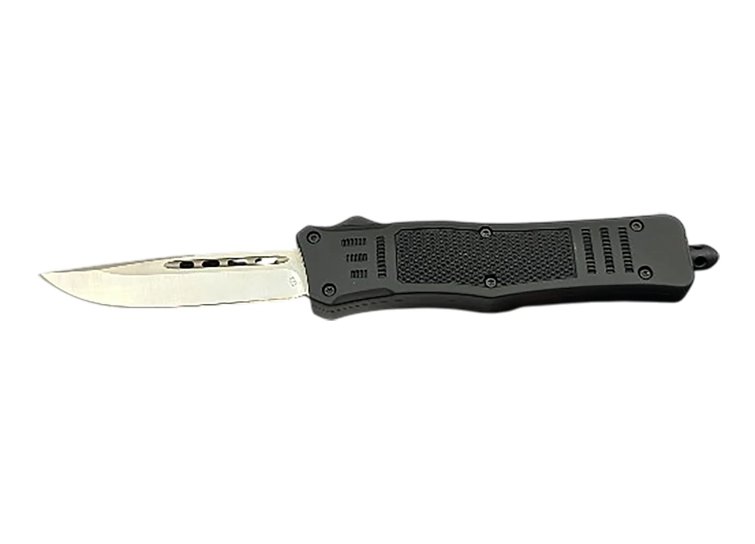 Steel River Knives MT618BULDP MT618 Ultralight 3.25" OTF Drop Point Plain Polished D2 Steel Blade, 4.25" Black Aluminum Handle