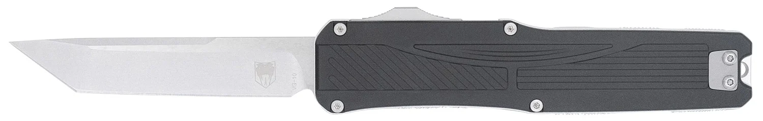 CobraTec Knives CTLGDBLKTNS Legend EDC 3.13" OTF Plain Stonewashed VG-10 SS Blade, 4.75" Black Textured Aluminum Handle