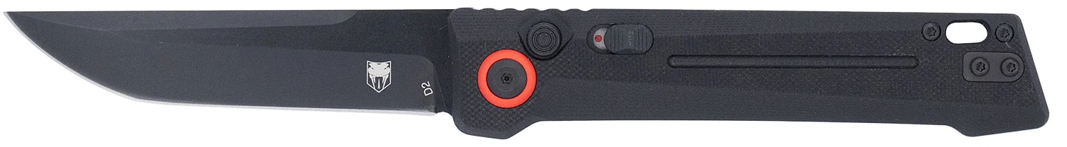 CobraTec Knives CTIFRBLK Inferno 3.50" OTF Tanto Plain Black TiCN D2 Steel Blade, 4.75" Black Textured Handle