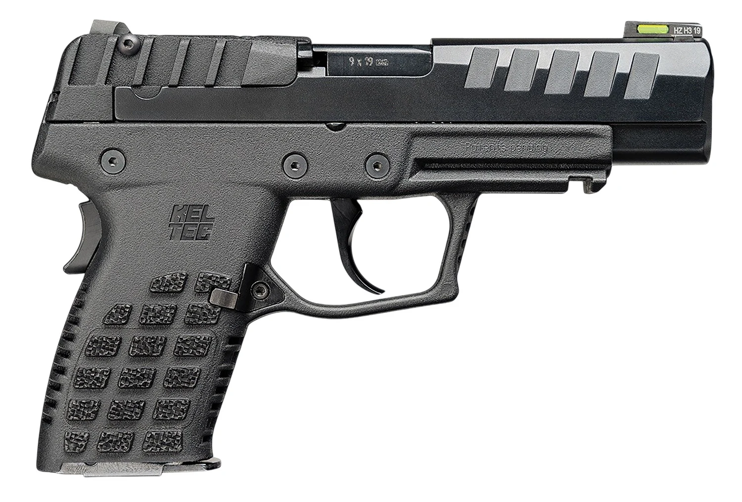 Kel-Tec P15BLKCA P15 *CA Compliant Compact Frame 9mm Luger 10+1 4" Black Steel Barrel, Black Nitride Serrated Steel Slide, Black Polymer Frame w/Picatinny Rail, Black Stippled Grip, Ambidextrous