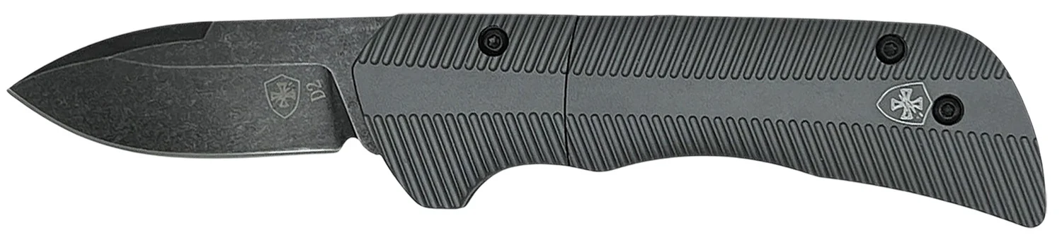 Templar Knife Cali Auto Assist 1.90" Folding Drop Point Plain Cali D2 Steel Blade, 3.56" Gunmetal Anodized Aluminum Handle
