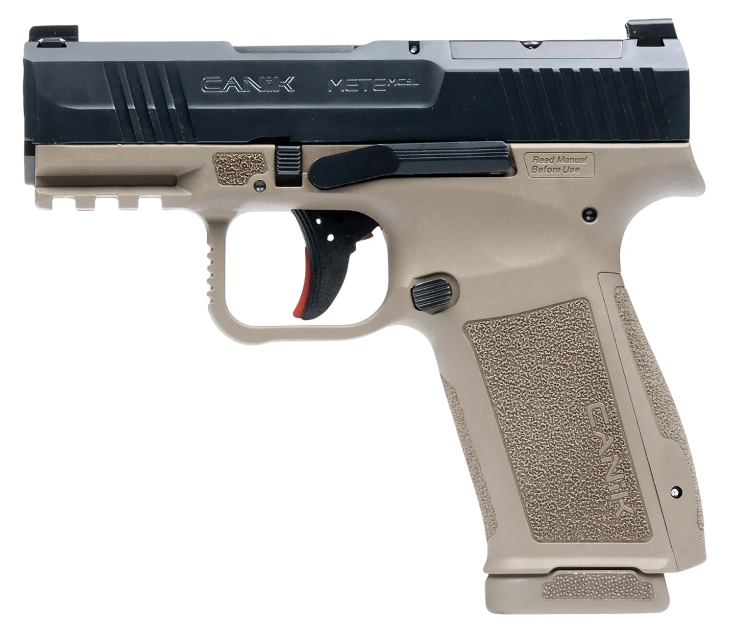 Canik HG7884CABD-N Mete MC9L *CA Compliant 9mm Luger 10+1 3.18" Black Steel Barrel, Black Nitride Steel Serrated Slide, Flat Dark Earth Polymer Frame w/Picatinny Rail, Interchangeable Backstrap Grip