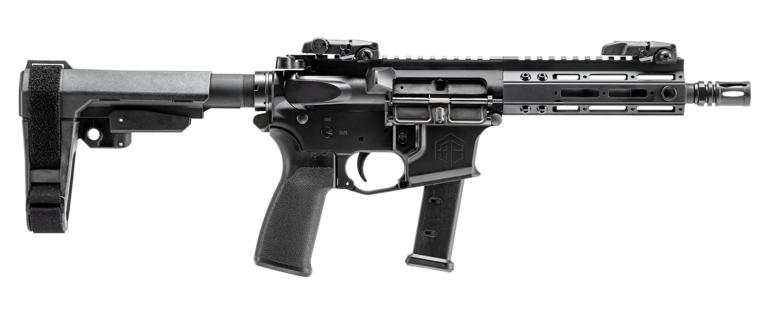 Alpha Foxtrot AA08X1HXX-XABK20 AFMG9 9mm Luger 20+1 7.50" Black QPQ Threaded Barrel, M-LOK Handguard, Black Anodized Aluminum Receiver w/Picatinny Rail, Black Polymer SB Tactical Brace, MFT Grip