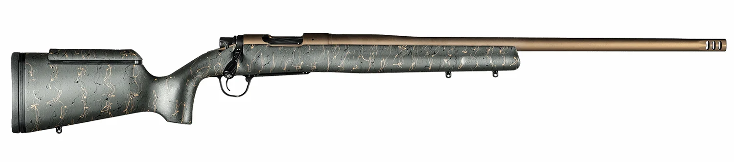 Christensen Arms 8010200701 Mesa Long Range 308 Win 4+1 16.25" Burnt Bronze Cerakote Threaded Barrel & Steel Drilled & Tapped Receiver, Green w/Black/Tan Webbing Adj Cheek Riser Polymer Stock