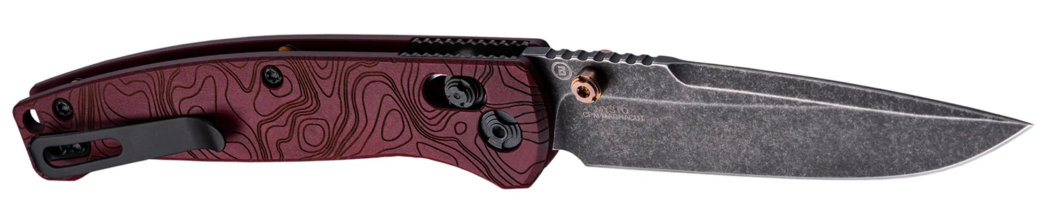 Hogue 24452 Mysto 3.40" Folding Drop Point Plain Black Stonewashed CPM MagnaCut Steel Blade, Redstone Richlite Handle