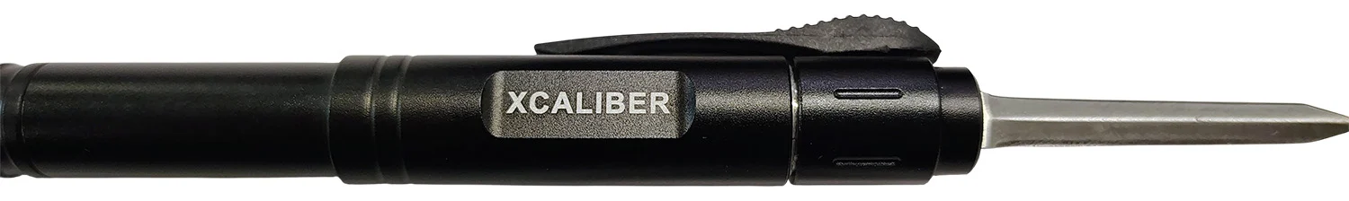 Xcaliber Knife Company Pen Knife 1.70" OTF Dagger Stainless 440C SS Blade, 5.90" Black Aluminum Handle