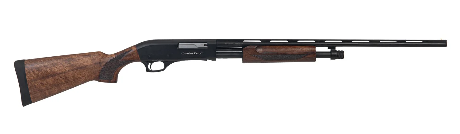 Charles Daly 930422 301 Field Full Size 410 Bore Pump 4+1 26" Black Vent Rib Barrel, Black Anodized Grooved Aluminum Receiver, Fixed Matte Black Synthetic Stock, Beretta/Benelli Mobil Choke System