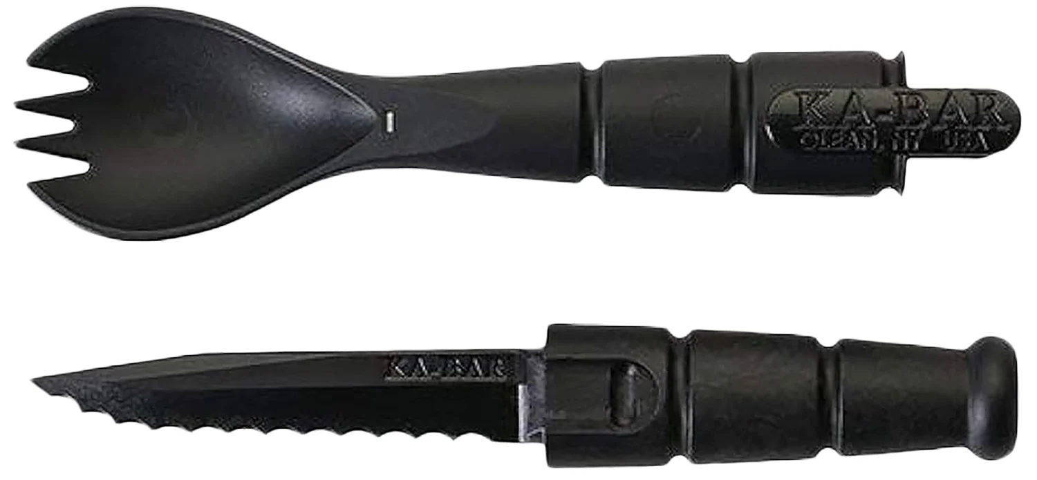 Ka-Bar 9909 Spork/Knife Black Creamid 2.50" Serrated 6.88" Long
