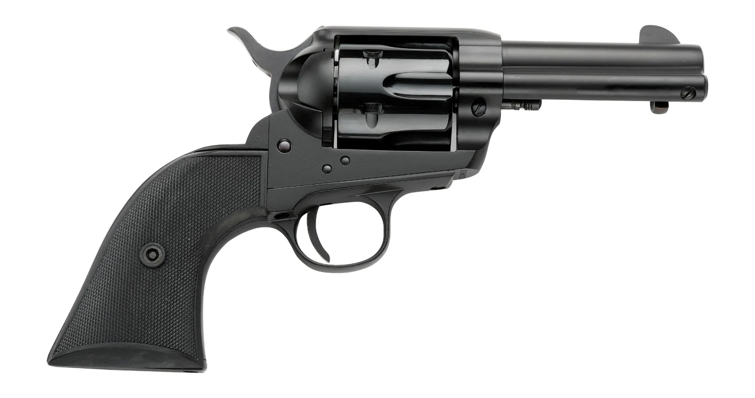 Pietta PFI38ALLOYAS312CB 38 Super 6 Shot 3.50" Matte Black Steel Frame & Barrel, Black Checkered Grip