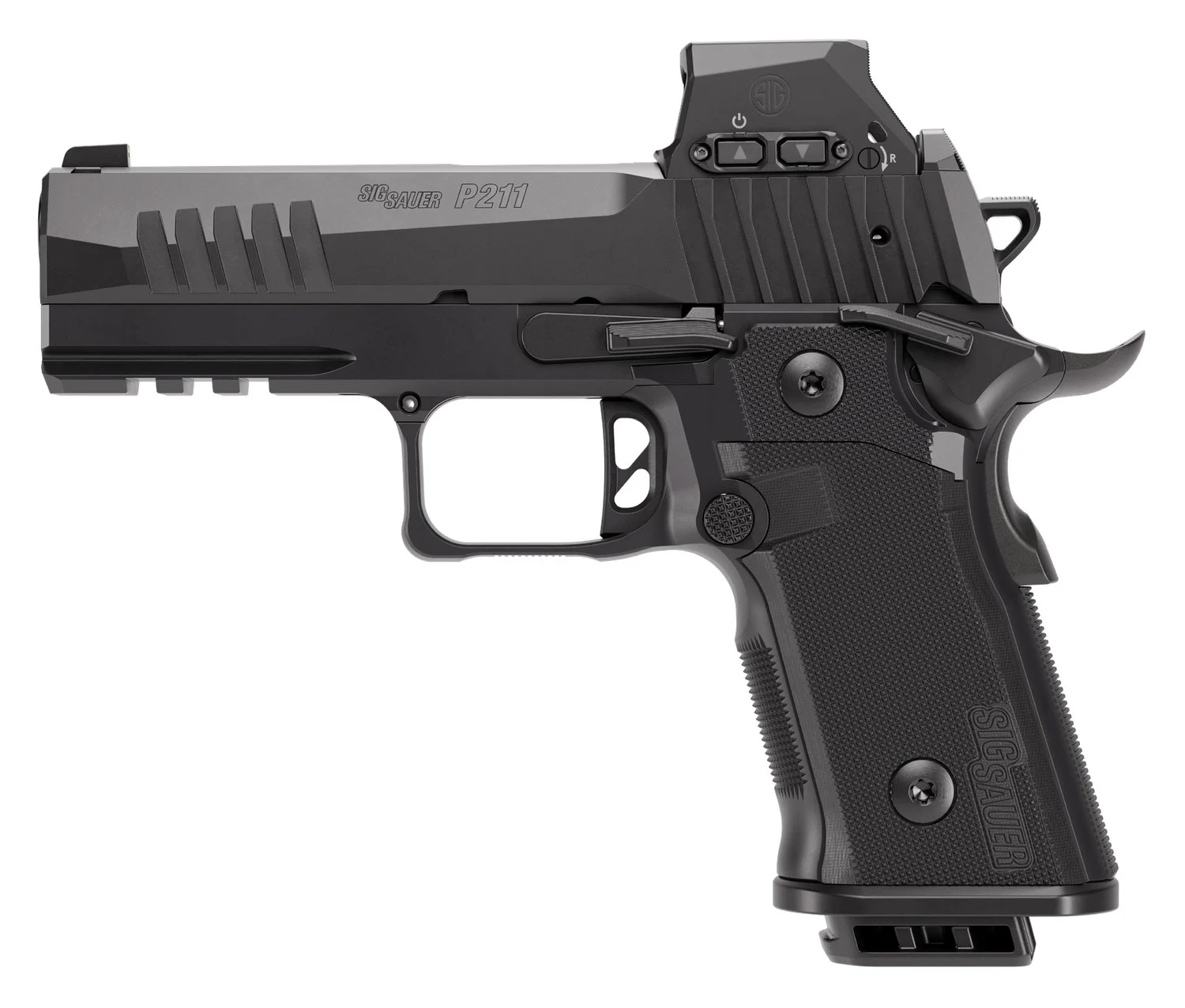 Sig Sauer 211CA9GT4RXSL P211 GT4 w/Optic Carry 9mm Luger 21+1 4.20" Black Barrel, Black Nitron Stainless Steel Serrated w/Optic Slide & Stainless Steel Frame w/Beavertail & Picatinny Rail, G10 Grip Pa