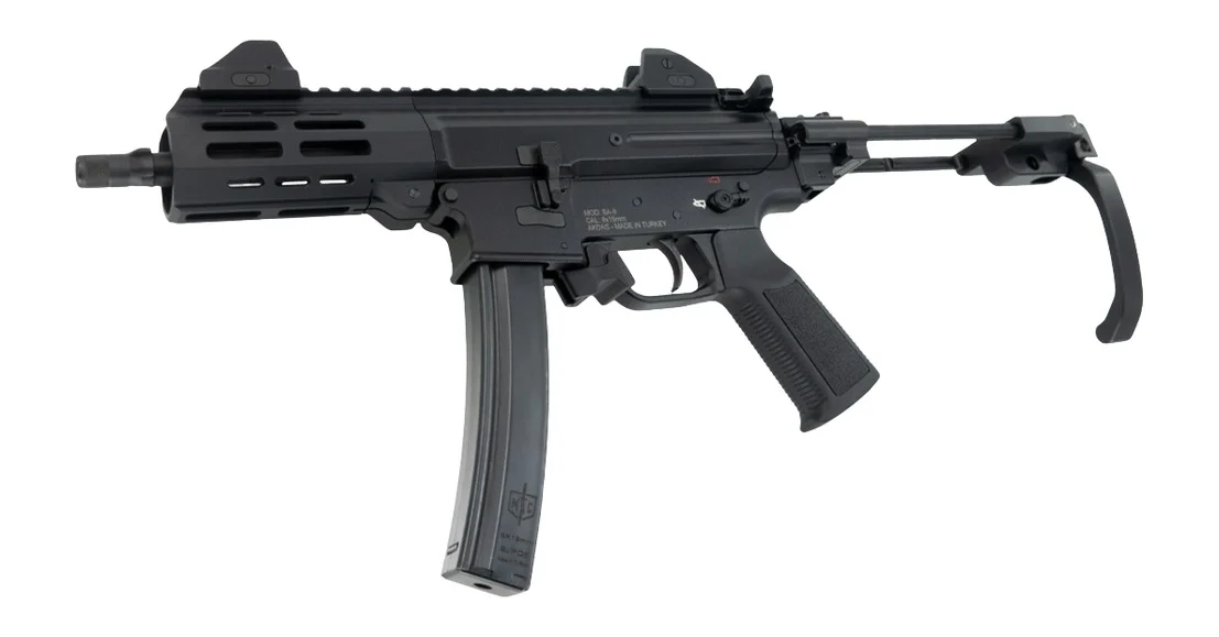 MAC 12755002 IX 9mm Luger 6.50" Black Anodized Threaded Barrel & Receiver w/Picatinny Rail, M-LOK Handguard, Black Polymer Tailhook Retractable Brace