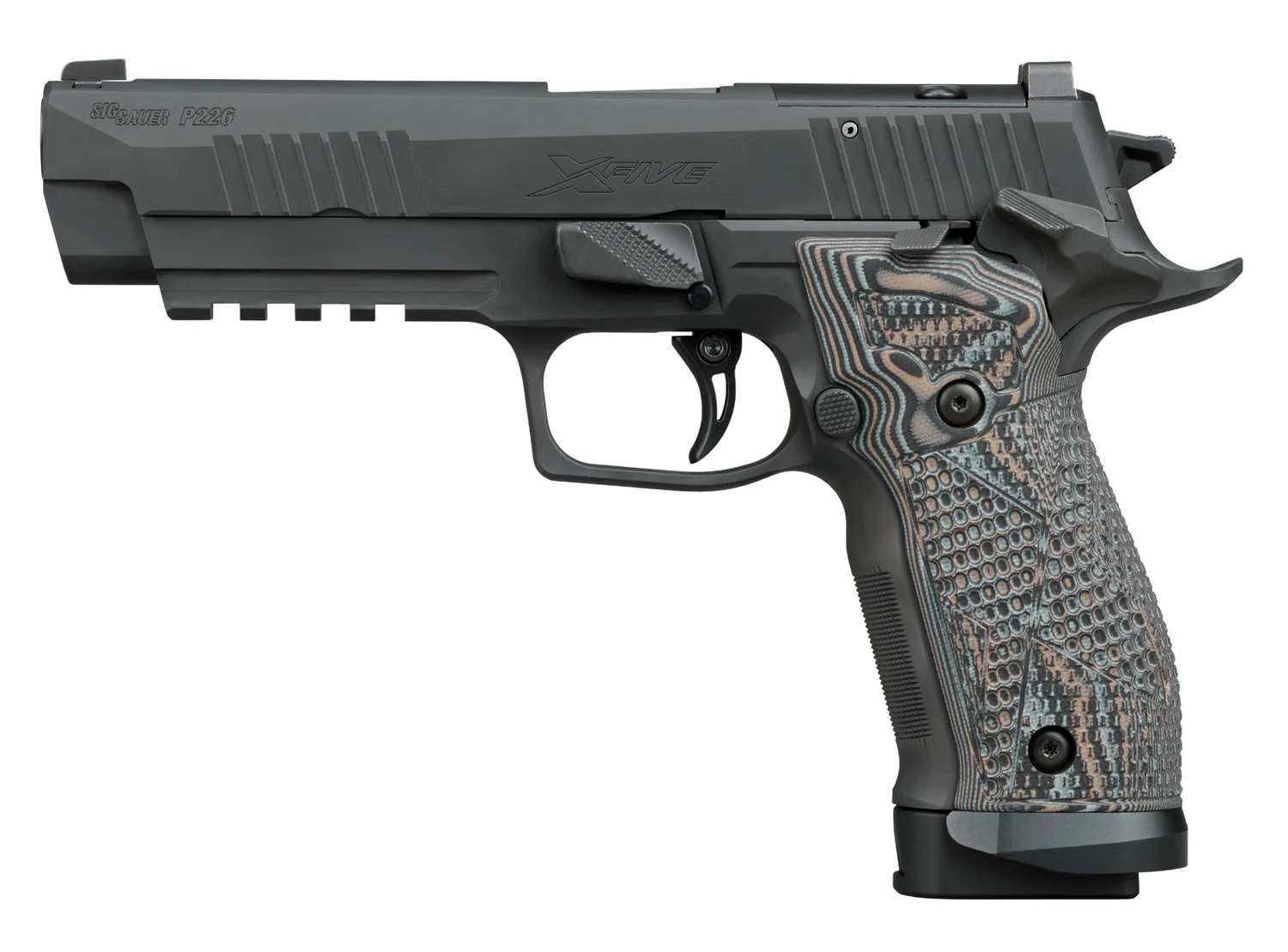 Sig Sauer 226X59XTMSAORXSL P226 XFive Extreme Full Size 9mm Luger 20+1 5" Bull Barrel, Black Nitron Stainless Steel Optic Ready/Serrated Slide & Frame w/Beavertail & Picatinny Rail, Custom Hogue G10 P