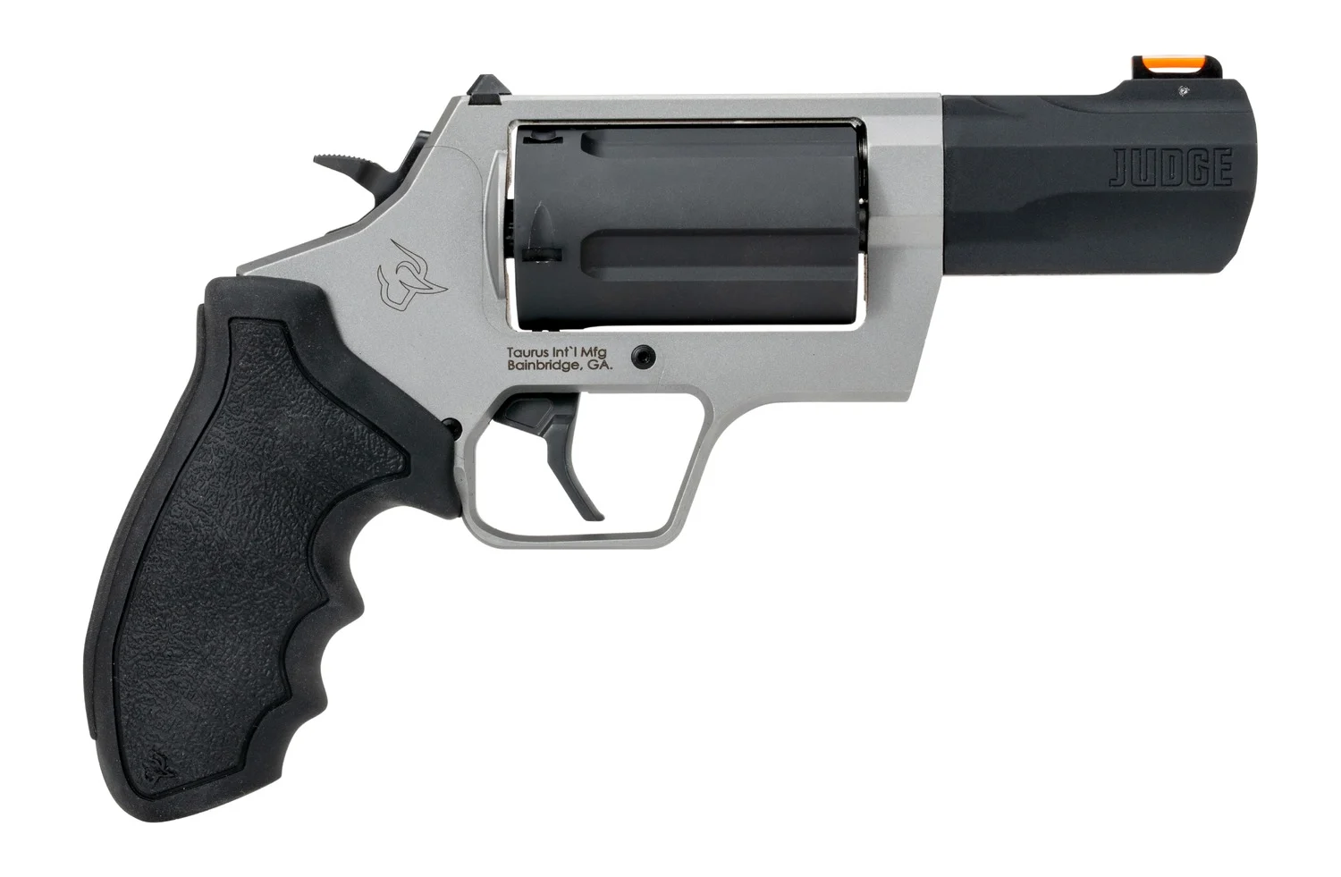 Taurus 2-JUDGE35 Judge 45 Long Colt/410 Gauge 5 Shot 3" Stainless Steel Barrel & Frame, Black Stainless Steel Cylinder, Black Rubber Grip, Transfer Bar Safety