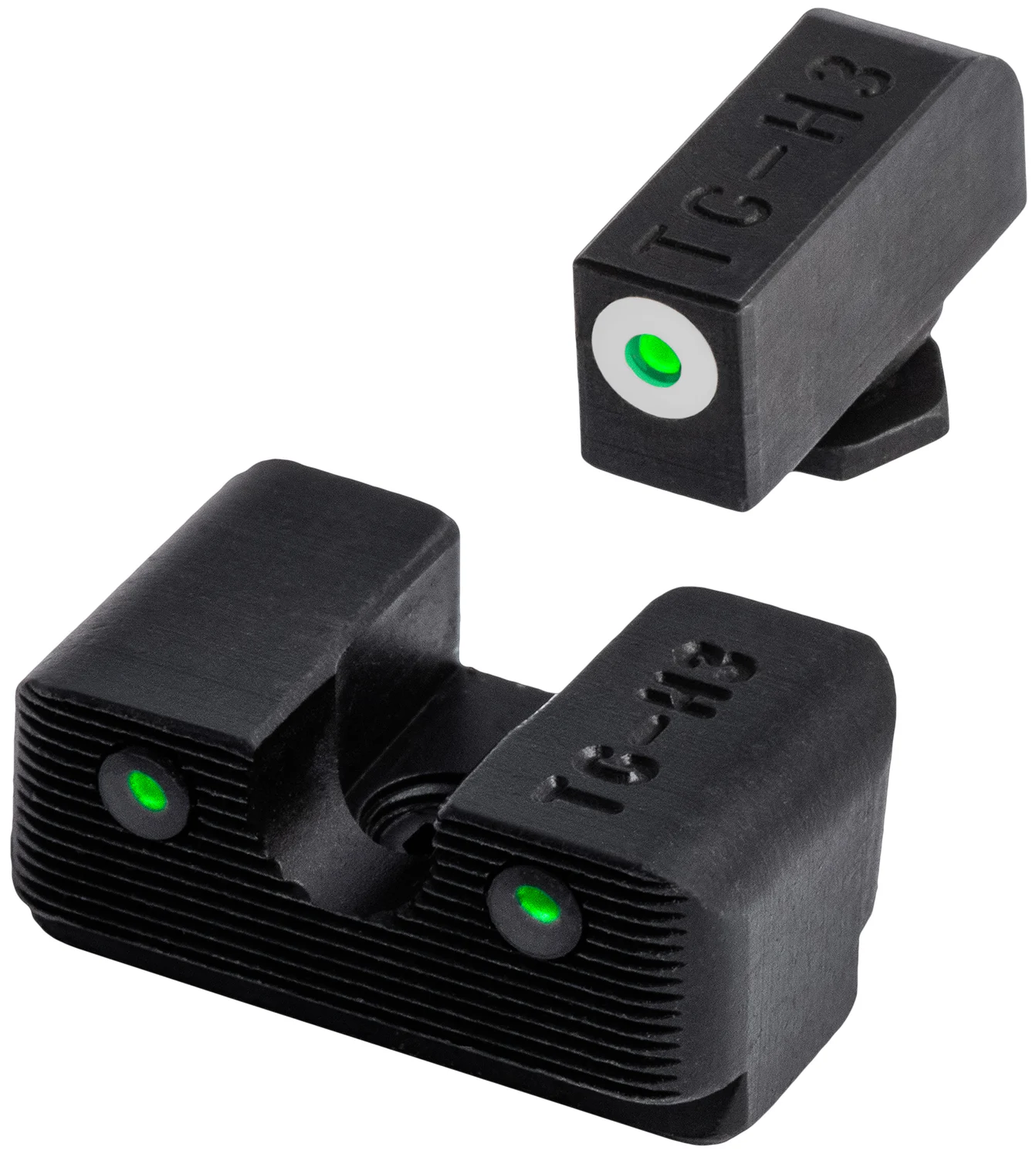 TruGlo TG231G1W Tritium Pro Low, White Outline Tritium Front/Green Tritium Rear/Black Nitride Fortress Frame, Compatible w/Most Glock Except MOS, Front Post/Rear Dovetail Mount