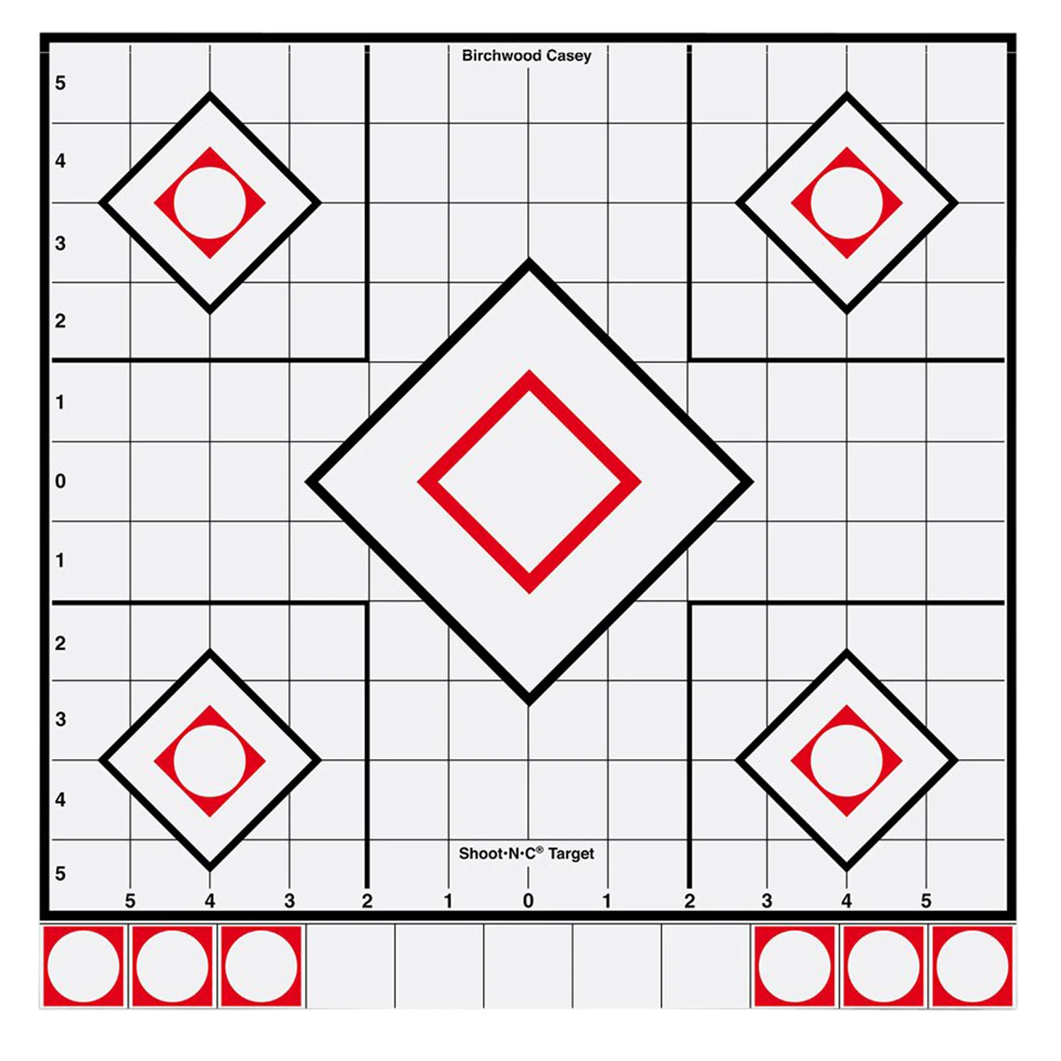 Birchwood Casey 34219 Shoot-N-C Reactive Target Self-Adhesive Paper White/Red 12" 5-Diamond 5 Pack