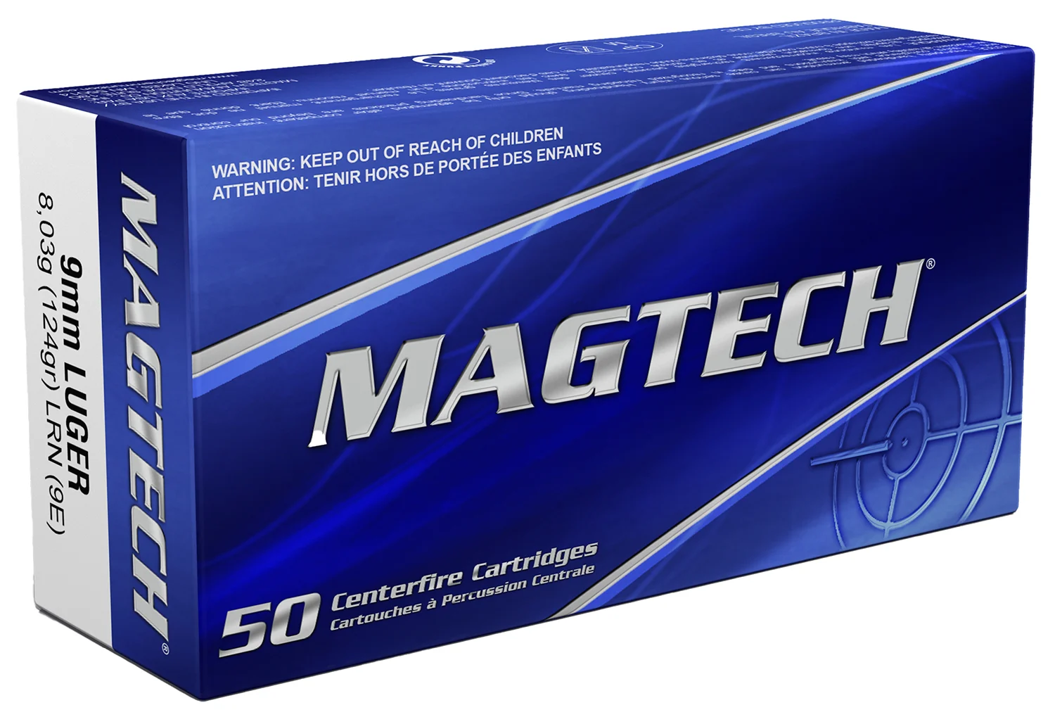 Magtech 9E Range/Training 9mmLuger 124gr Lead Round Nose 50 Per Box/20 Case
