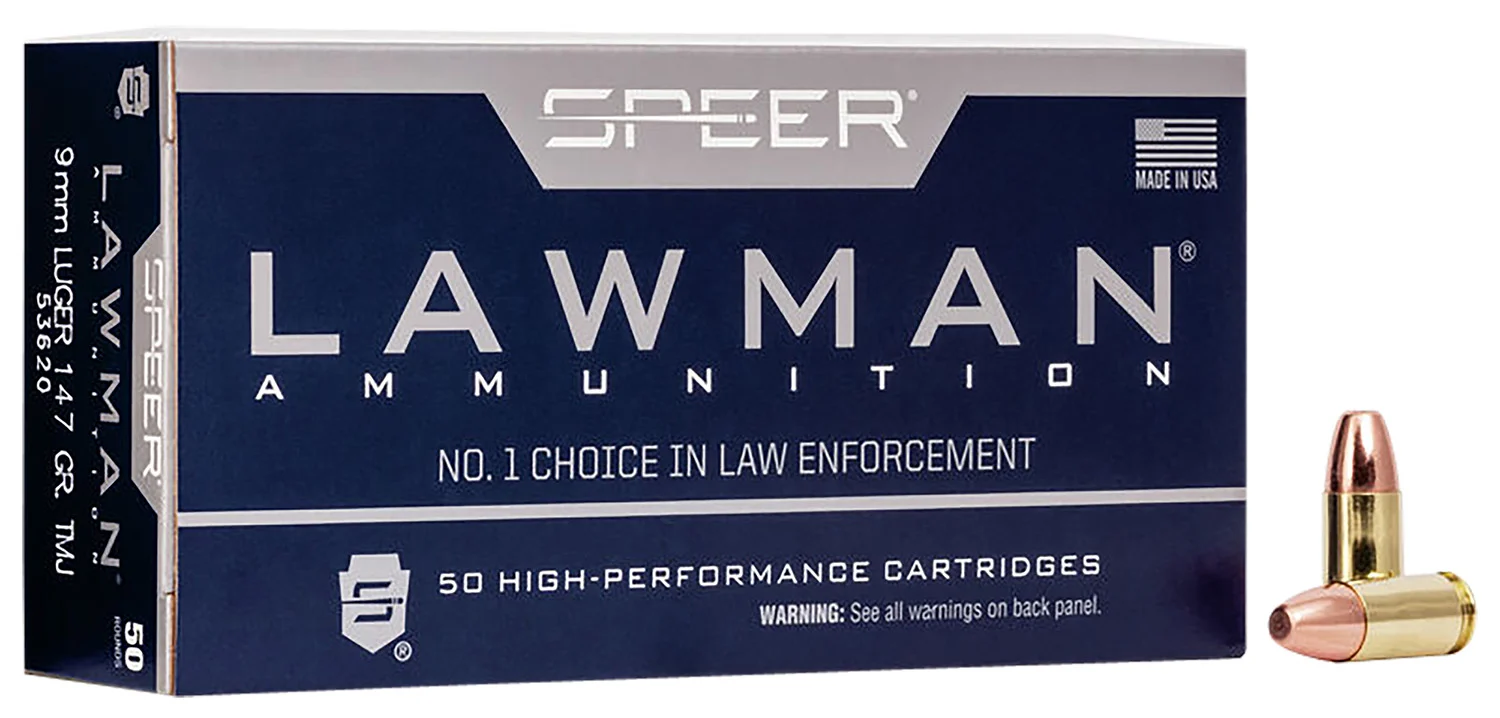 Speer 53620 Lawman 9mmLuger 147gr Total Metal Jacket Round Nose 50 Per Box/20 Case