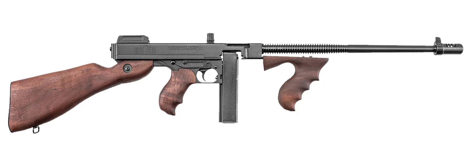 Thompson T1 1927A-1 Deluxe 45 ACP Caliber with 16.50" Barrel, 20+1 Capacity (Stick), Blued Metal Finish, American Walnut Stock Wood Grip Right Hand
