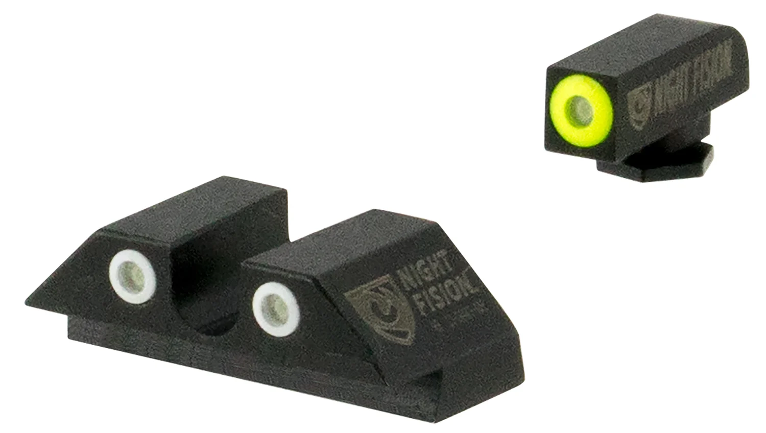 Night Fision GLK003007YGW Tritium Night Sights For Glock Green Tritium Yellow Outline Front Sight- Green Tritium White Outline Rear Sight Glock 42/43/43X