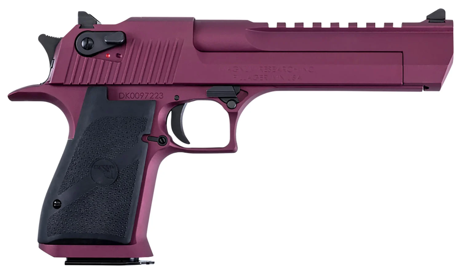 Magnum Research DE50BKC Desert Eagle Black Cherry 50 AE 7+1 6" Black Barrel, Metallic Black Cherry Cerakote Serrated Slide, Aluminum Frame w/Picatinny Rail & Beavertail Black Rubber Grips