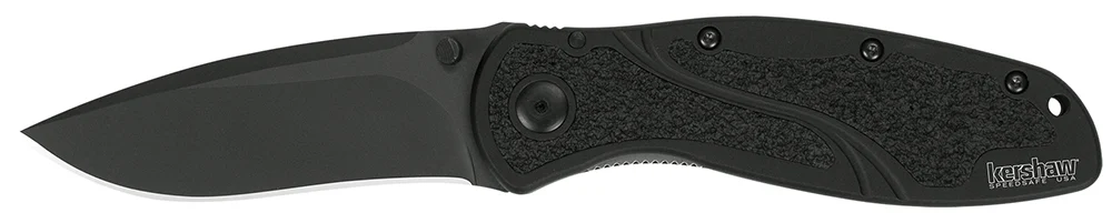 Kershaw 1670BLK Blur 3.40" Folding Drop Point w/Recurve Plain Black DLC 14C28N Steel Blade Black Anodized Aluminum Handle Includes Pocket Clip