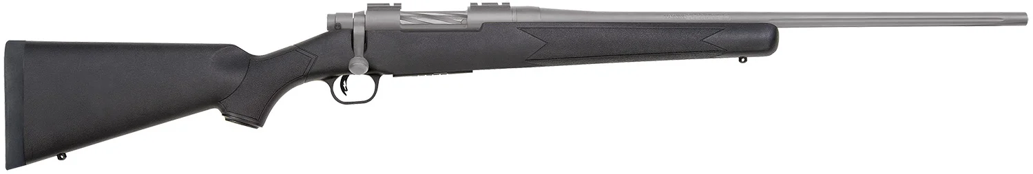 Mossberg 28006 Patriot 7mm-08 Rem 5+1 22" Stainless Cerakote Fluted Barrel, Stainless Cerakote Receiver Drilled & Tapped, Black Fixed Synthetic Stock, Right Hand