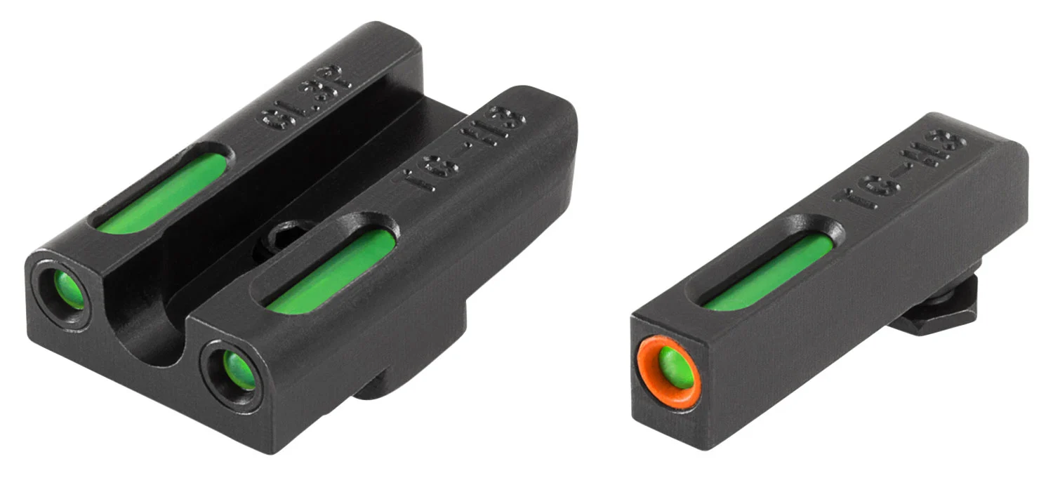 TruGlo TG13GL3PC TFX Pro Black | Green Tritium & Fiber Optic Orange Outline Front Sight Green Tritium & Fiber Optic Rear Sight