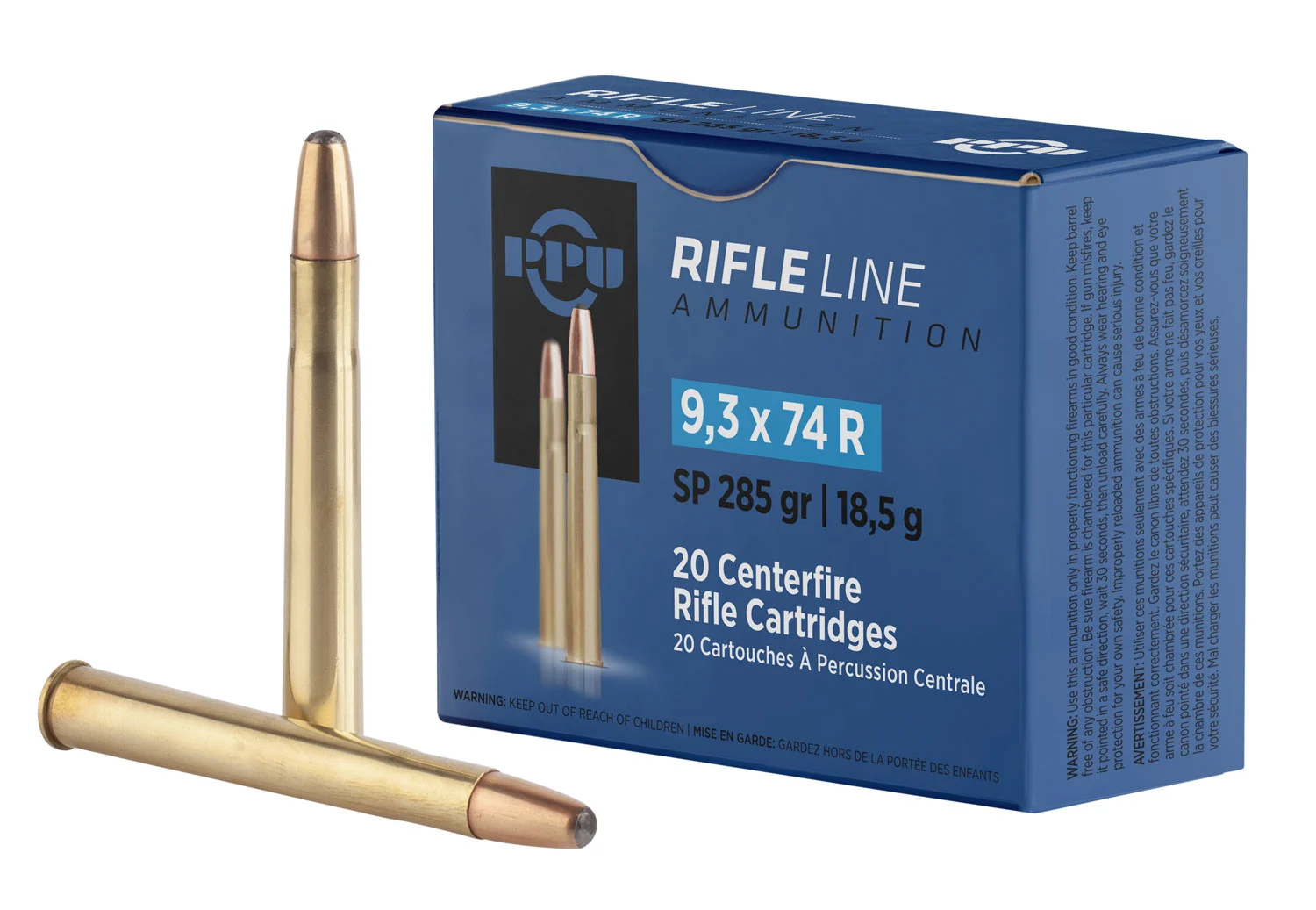 PPU PP9374 Metric Rifle 9.3mmx74R 285gr Soft Point 20 Per Box/10 Case