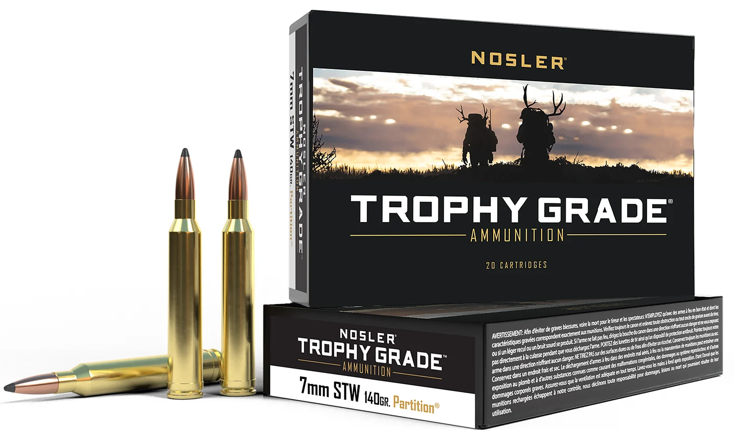 Nosler 60046 Trophy Grade 7mmSTW 140gr Nosler Spitzer Partition 20 Per Box/10 Case