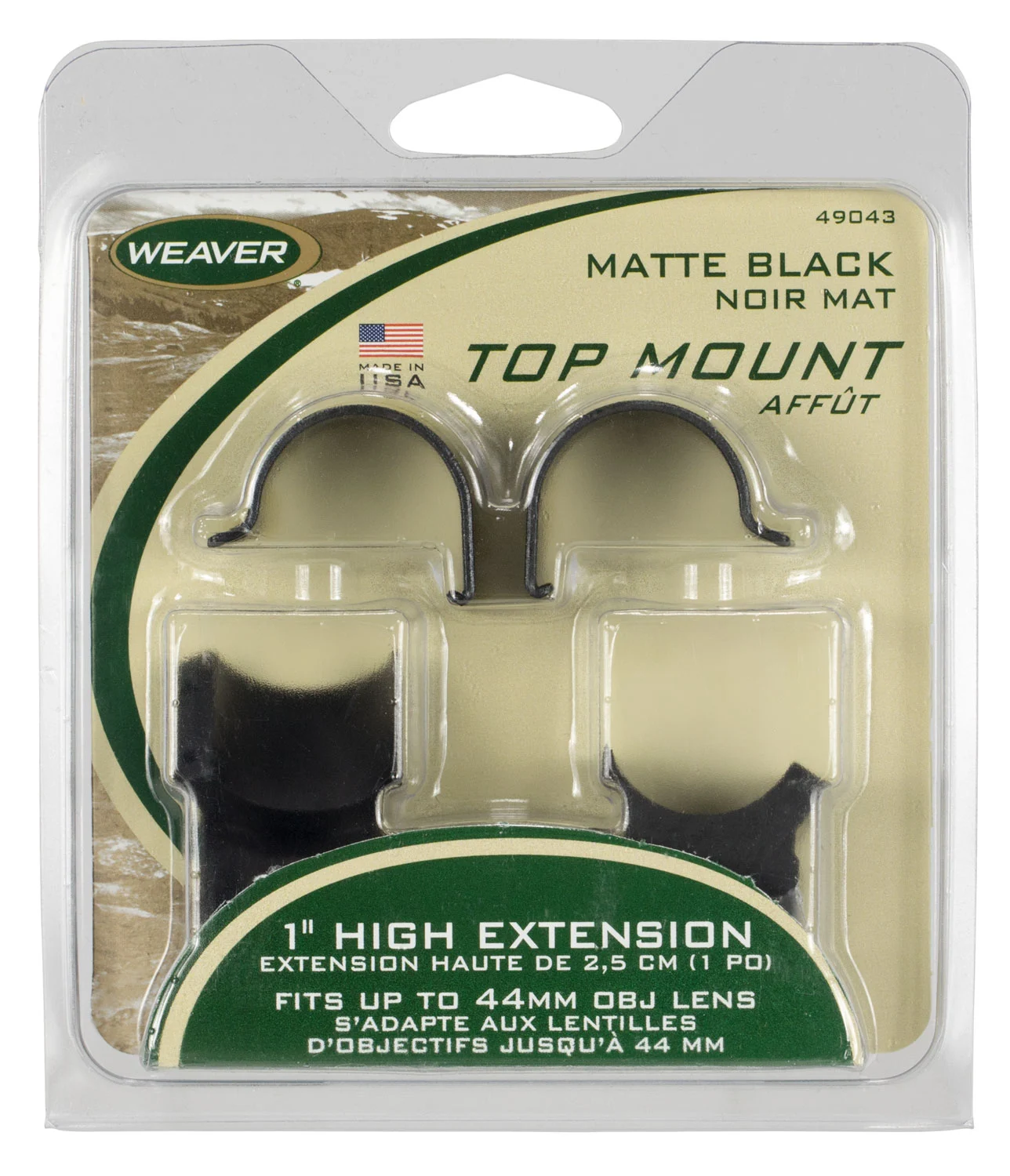 Weaver Mounts 49043 Detachable Extension Top Mount Rings Matte Black 1" Extra High