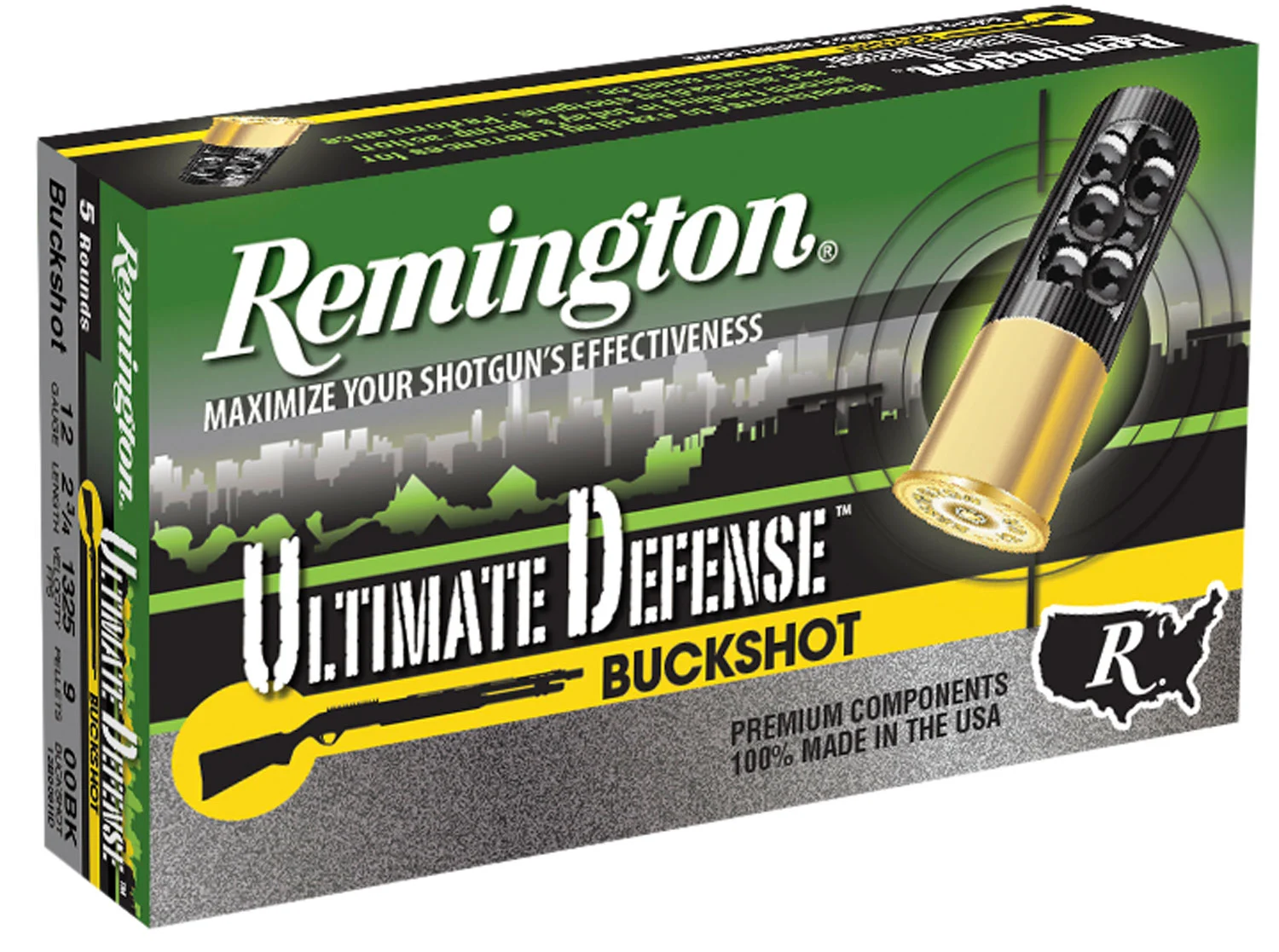 Remington Ammunition 20713 Ultimate Defense Buckshot 12Gauge 2.75" 00Buck Shot 5 Per Box/20 Case